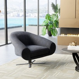 Fauteuil pivotant en velours bleu foncé - Ciao - Kare Design