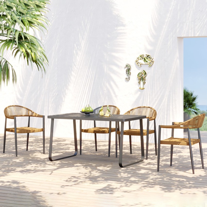 Chaise de jardin avec accoudoirs marron - Palma - Kare Design