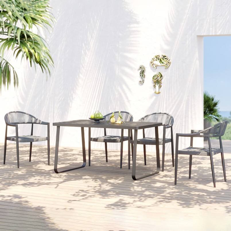 Chaise de jardin avec accoudoirs grise - Palma - Kare Design