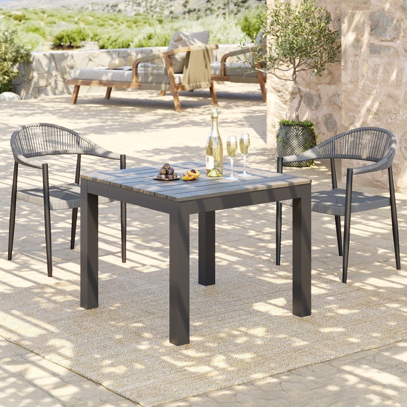 Chaise de jardin avec accoudoirs grise - Palma - Kare Design