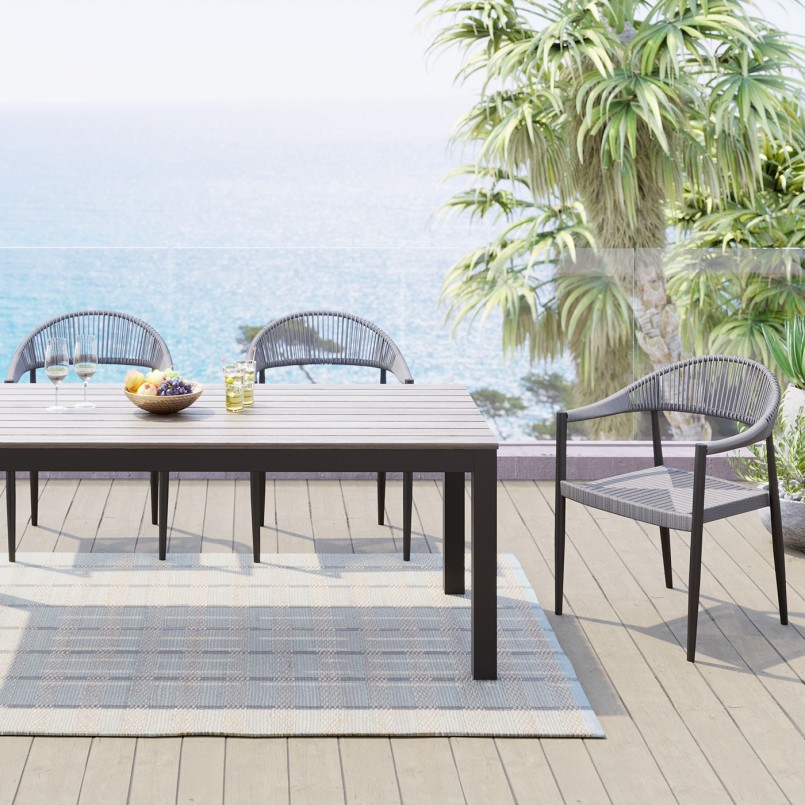 Chaise de jardin avec accoudoirs grise - Palma - Kare Design
