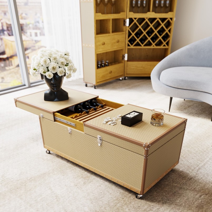 Coffee table with beige imitation bar - Venezia - Kare Design