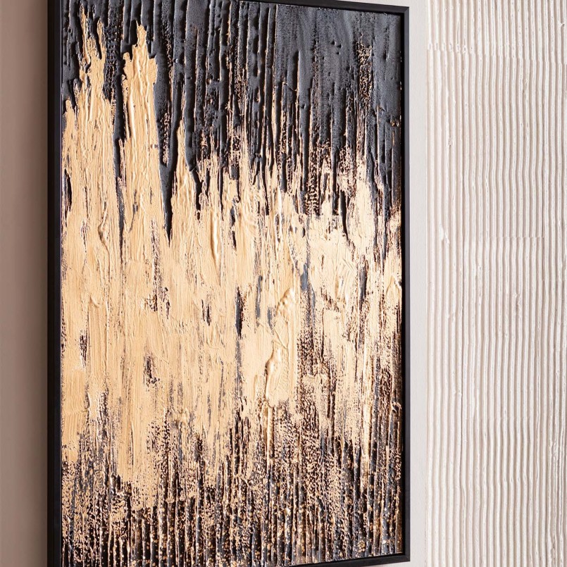 Black and gold abstract oil painting - Kare Design
