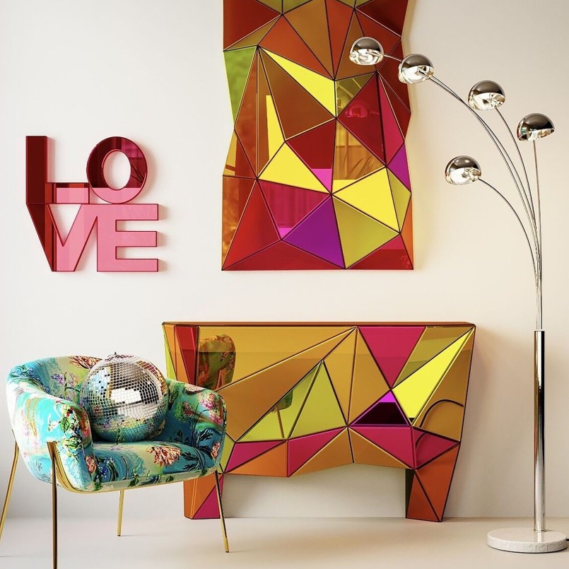 Multicolored glass console - Prisma - Kare Design