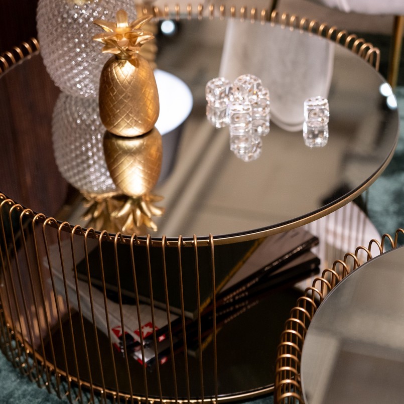 Tables basses miroir laiton - Wire Double - Kare Design