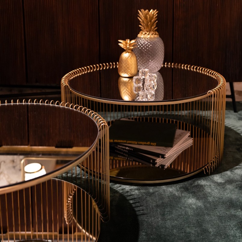 Tables basses miroir laiton - Wire Double - Kare Design