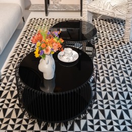 Black coffee tables in glass and steel - Wire Double - Kare Design