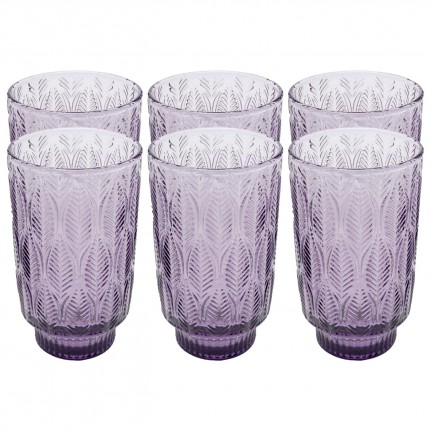 Verres à eau Fogli violets set de 6 Kare Design