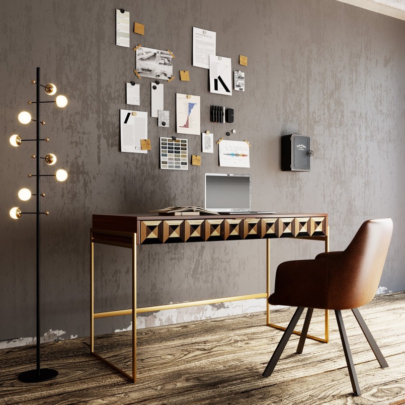 Chaise avec accoudoirs pivotante marron - Coco - Kare Design