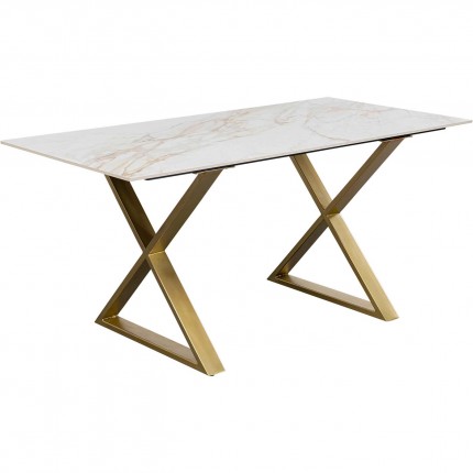 Table Eternity Cross blanche et dorée 160x80cm Kare Design