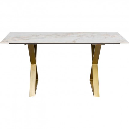 Table Eternity Cross blanche et dorée 160x80cm Kare Design