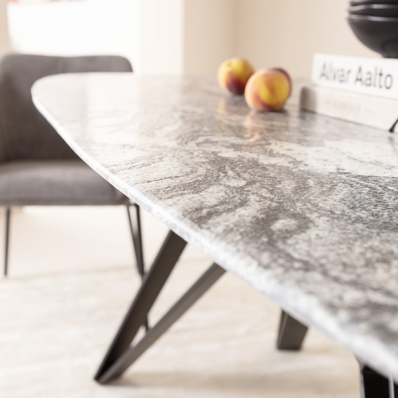 Table à manger en granite gris et blanc - Okinawa - Kare Design