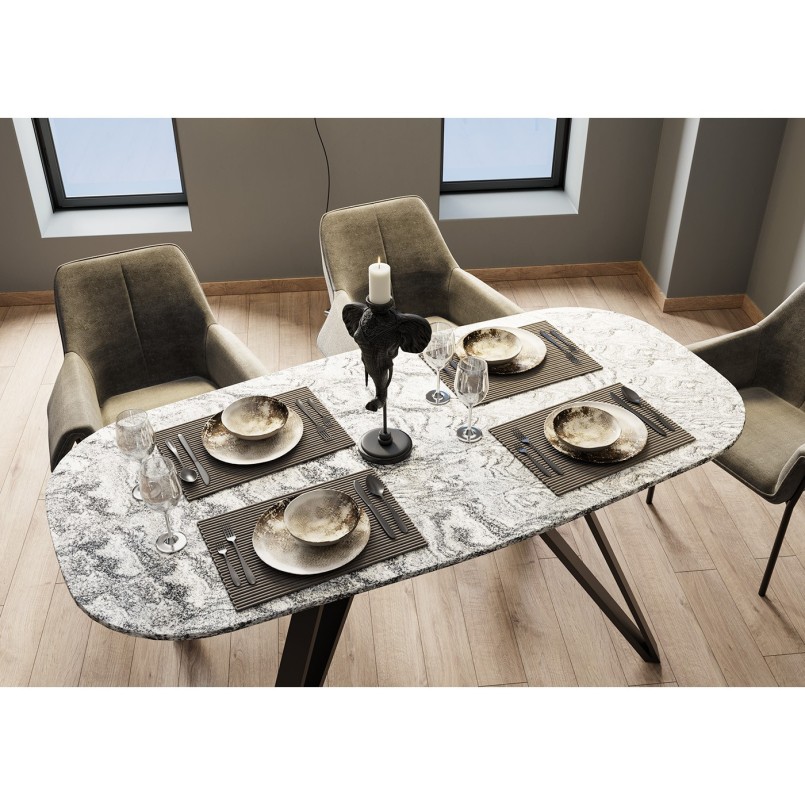 Chair with armrests in grey woven fabric - Bess - Kare Design