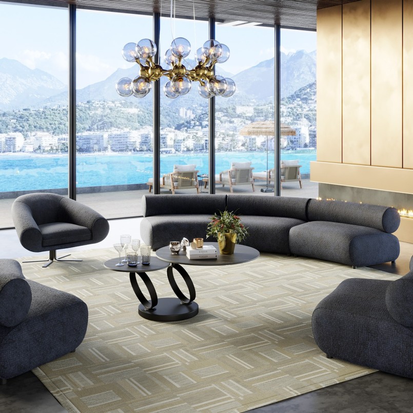 Modern glass and gold steel suspension - Atomic Balls - Kare Design