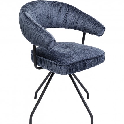 Chaise avec accoudoirs pivotante Arabella bleue Kare Design