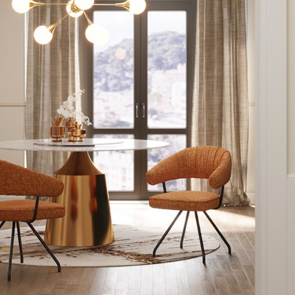 Chaise avec accoudoirs pivotante Arabella orange Kare Design