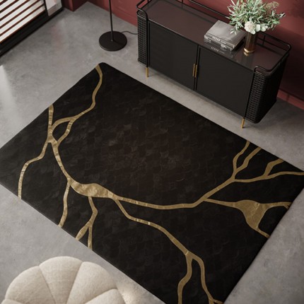 Tapis Fulmine 240x170cm noir et doré Kare Design