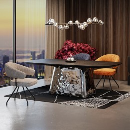 Black ash and chrome steel table - Caldera - Kare Design