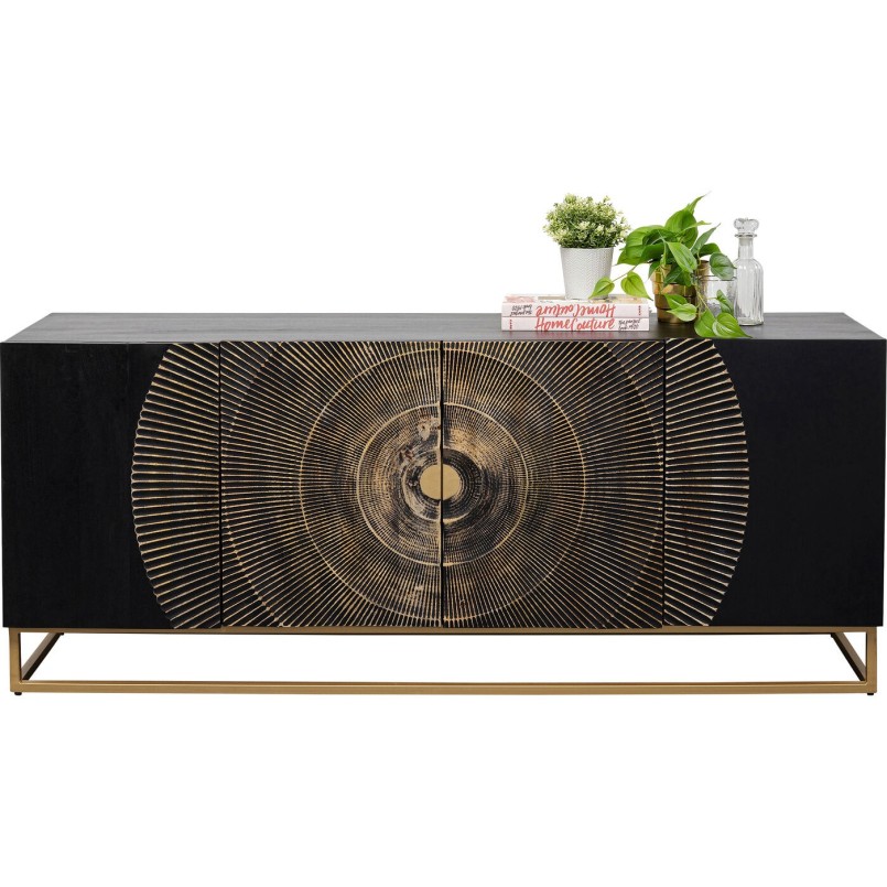 Carved black wood sideboard - Madeira - Kare Design
