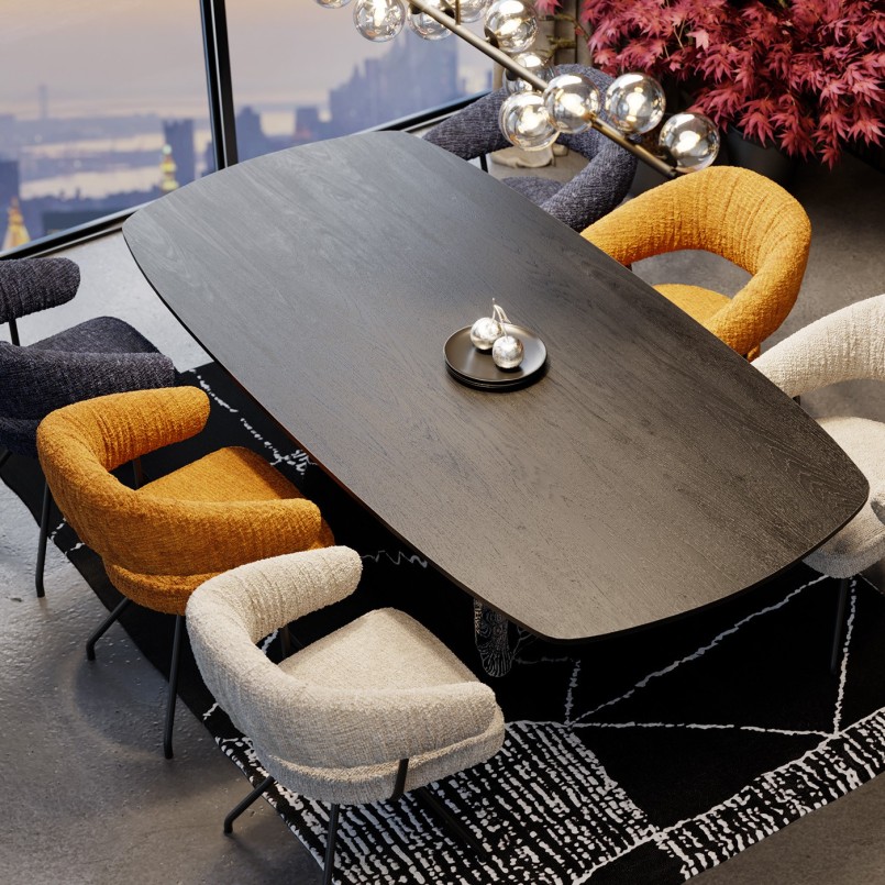 Table en frêne noir et acier chromé - Caldera - Kare Design