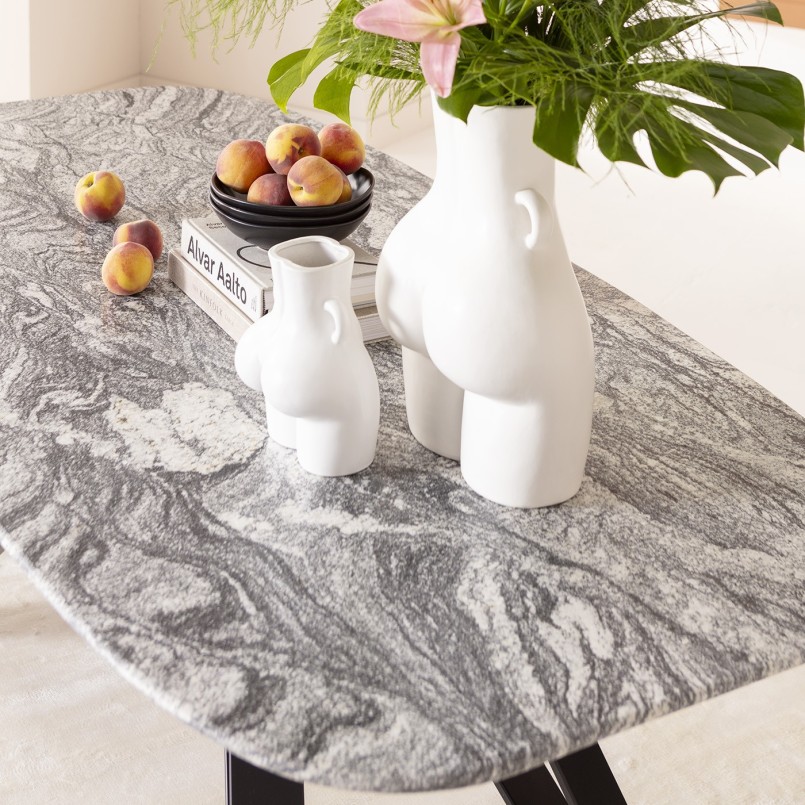 Table à manger en granite gris et blanc - Okinawa - Kare Design