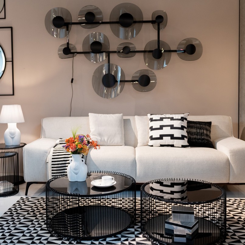 Tables basses noires en verre et acier - Wire Double - Kare Design