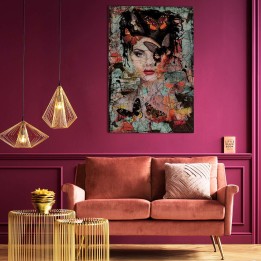 Tableau en verre femme papillons effet brisé - Kare Design