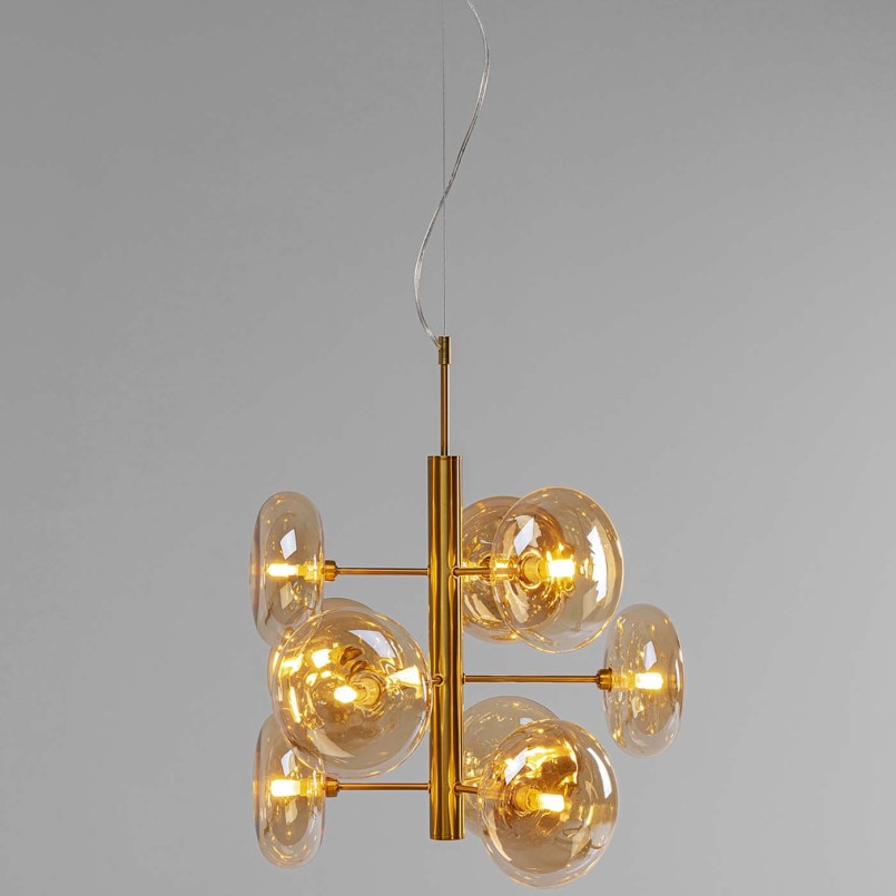 Retro golden steel and glass suspension - Headlight - Kare Design
