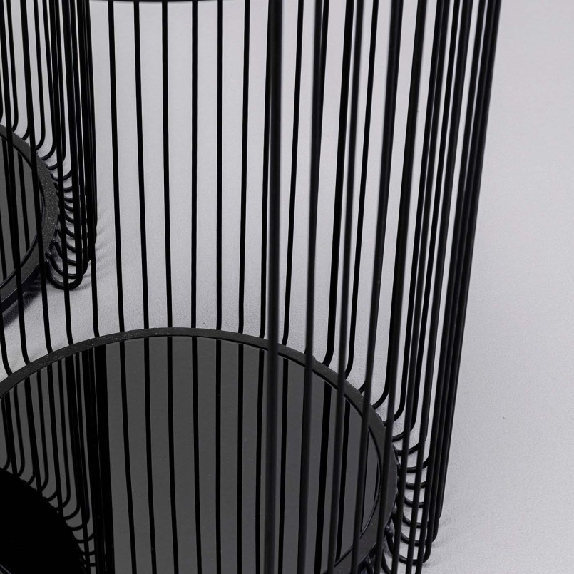 Black glass and steel side table - Wire Double - Kare Design