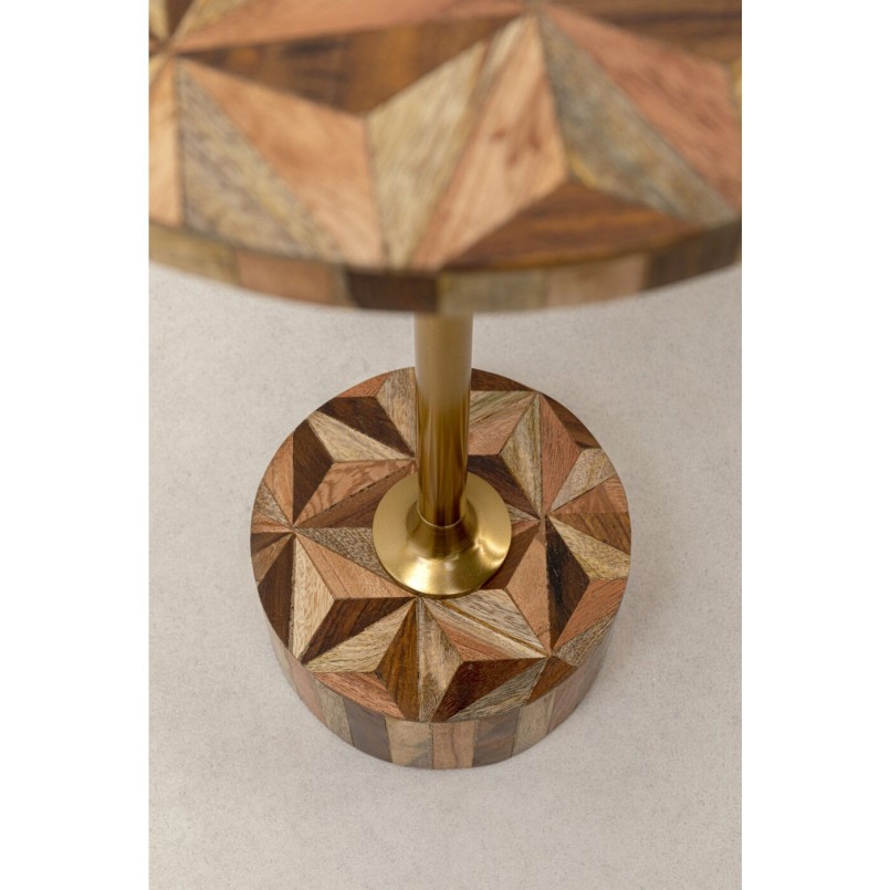 Brown and gold round side table - Domero Geo - Kare Design