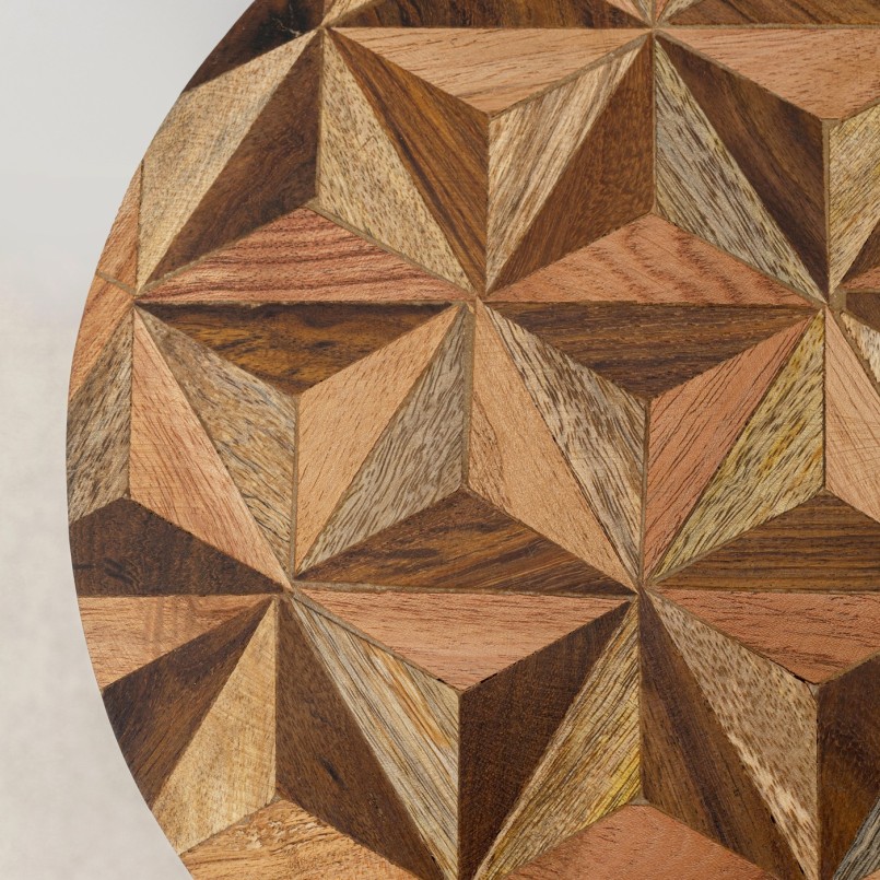 Table d'appoint ronde marron et dorée - Domero Geo - Kare Design