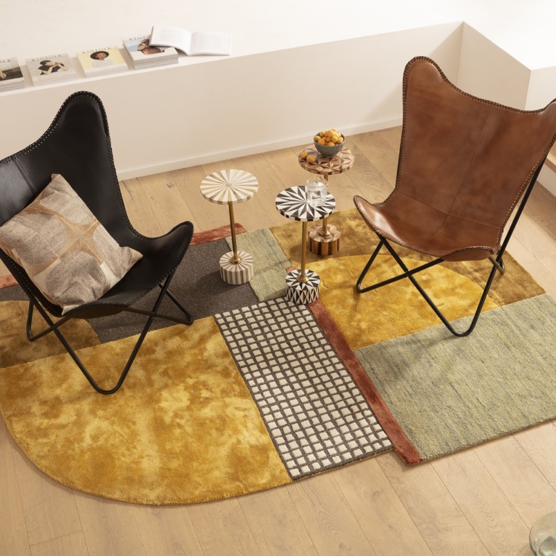 Brown and gold round side table - Domero Geo - Kare Design