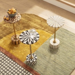 Table d'appoint ronde marron et dorée - Domero Geo - Kare Design
