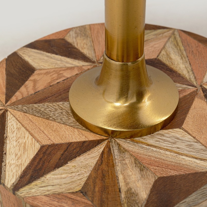 Brown and gold round side table - Domero Geo - Kare Design