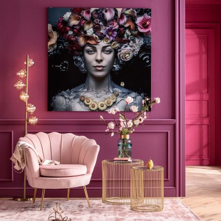 Tableau en verre femme fleurs pastel Kare Design