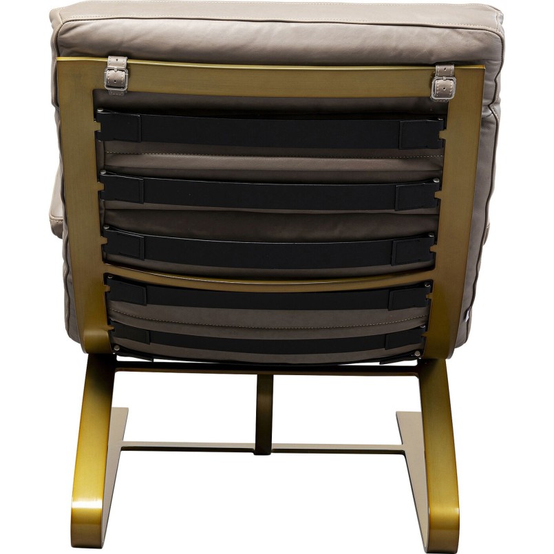 Fauteuil et repose-pieds en cuir et acier doré - Novel - Kare Design