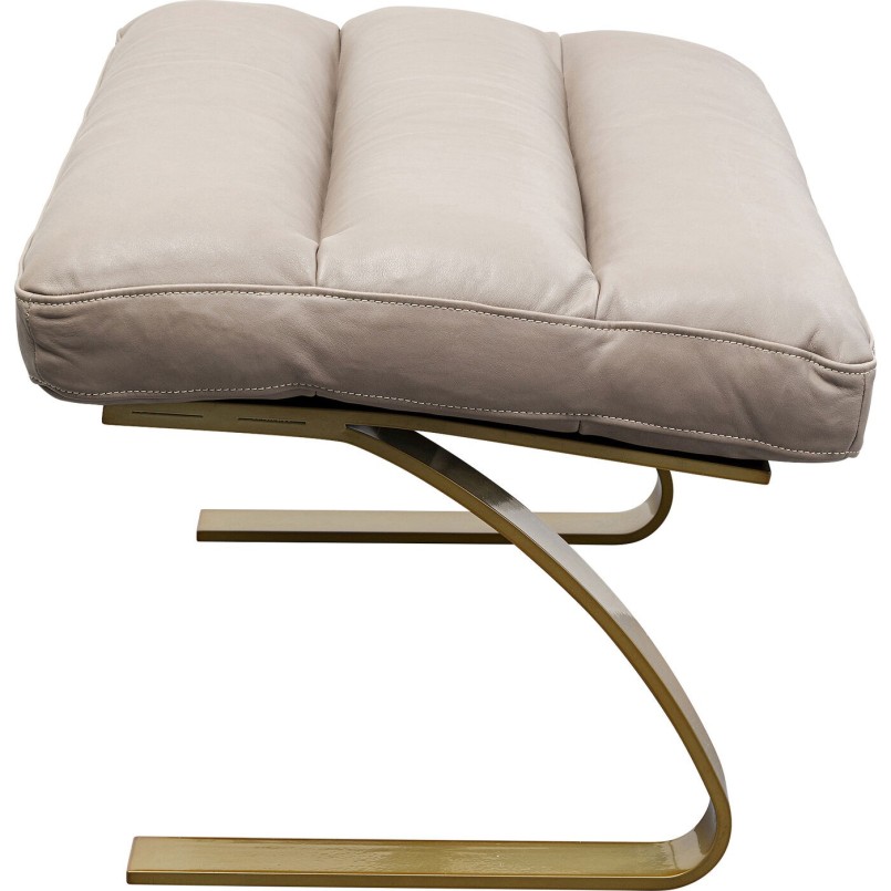 Leather and gold-plated steel armchair and footrest - Novel - Kare Design