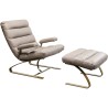 Fauteuil et repose-pieds en cuir et acier doré - Novel - Kare Design