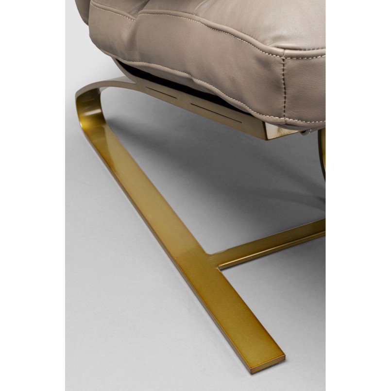 Fauteuil et repose-pieds en cuir et acier doré - Novel - Kare Design