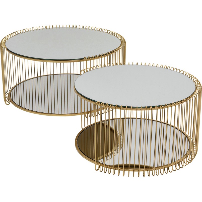 Tables basses miroir laiton - Wire Double - Kare Design