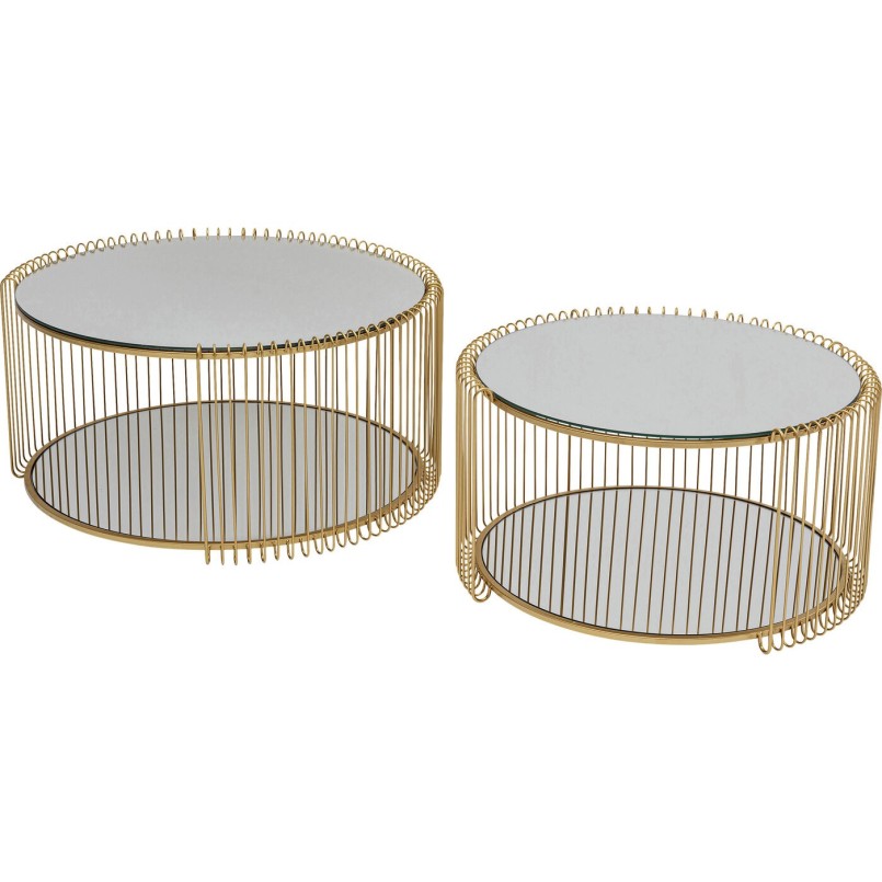 Tables basses miroir laiton - Wire Double - Kare Design