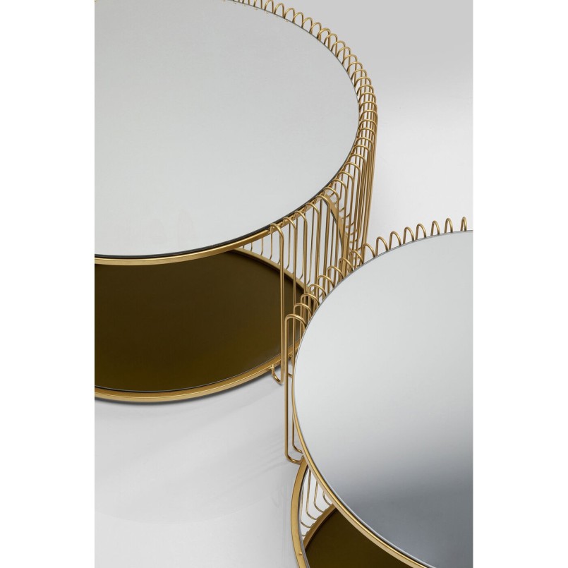Tables basses miroir laiton - Wire Double - Kare Design