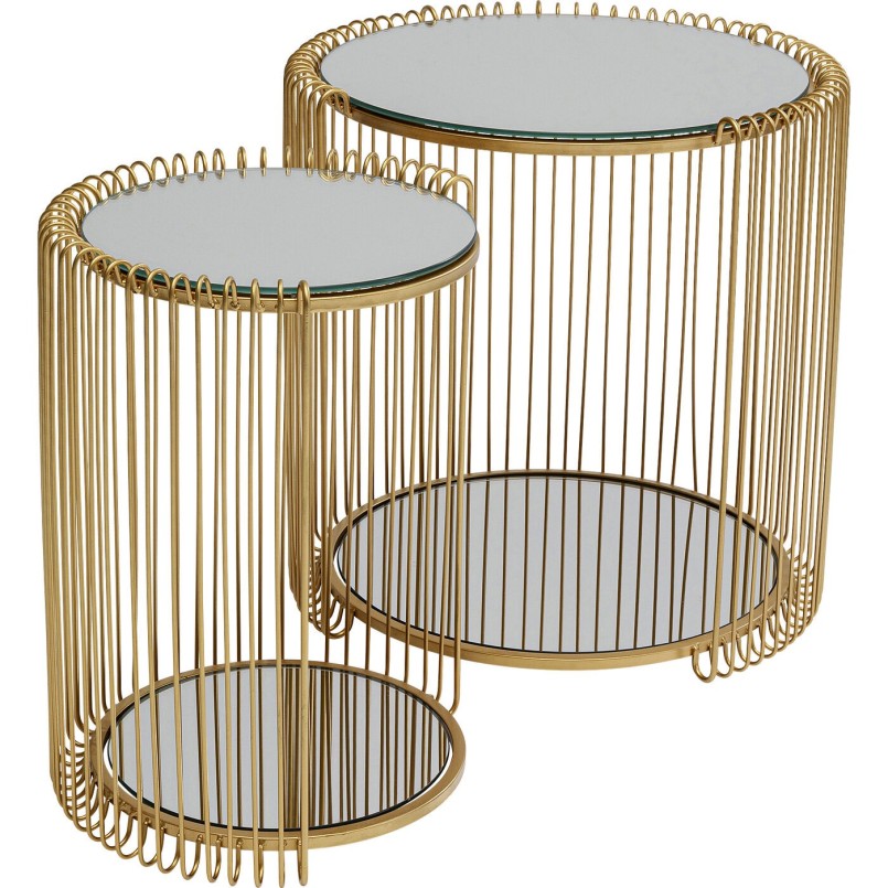 Glass and steel brass side tables - Wire Double - Kare Design