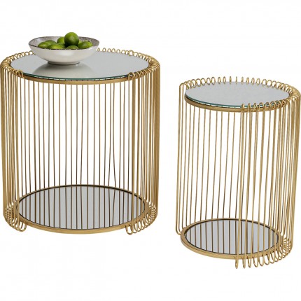 Tables d'appoint Wire Double laiton set de 2 Kare Design