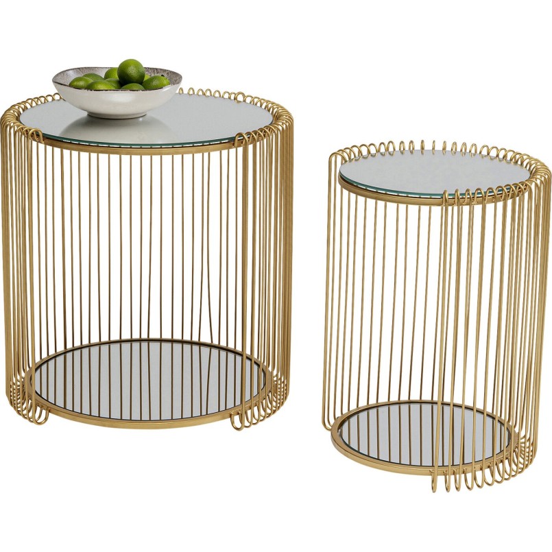 Glass and steel brass side tables - Wire Double - Kare Design