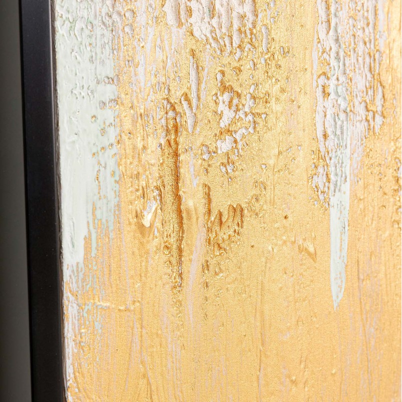Peinture à l'huile abstraite blanche et dorée - Kare Design