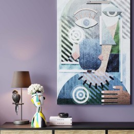 Blue, green, yellow and black cubist art bust vase - Kare Design