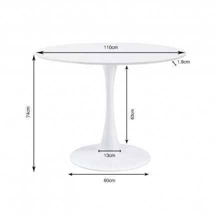 Table Schickeria 110cm effet marbre blanc Kare Design