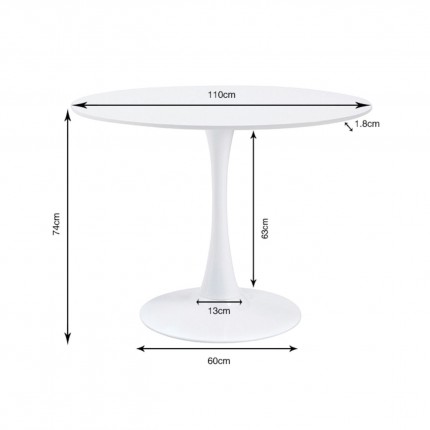Table Schickeria 110cm effet marbre blanc et noire Kare Design