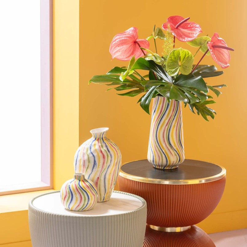 Vase en grès blanc coulées de peinture - Rivers - Kare Design